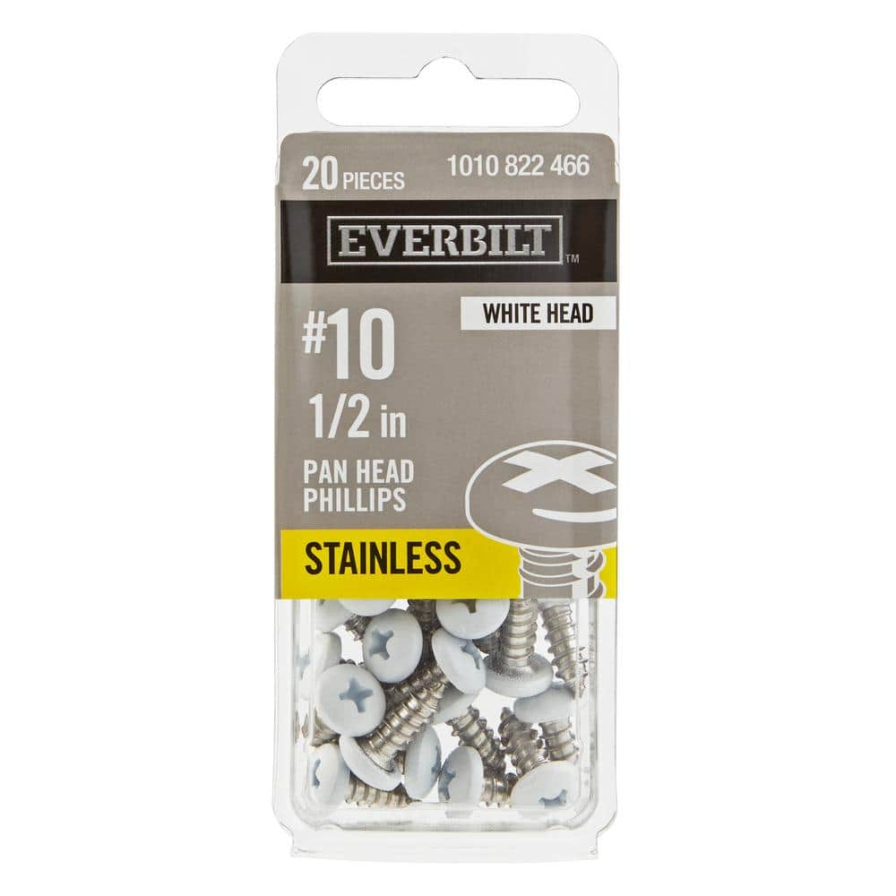 Everbilt # . White Stainless Steel Phillips Pan Head Standard Sheet Metal Screw (1)