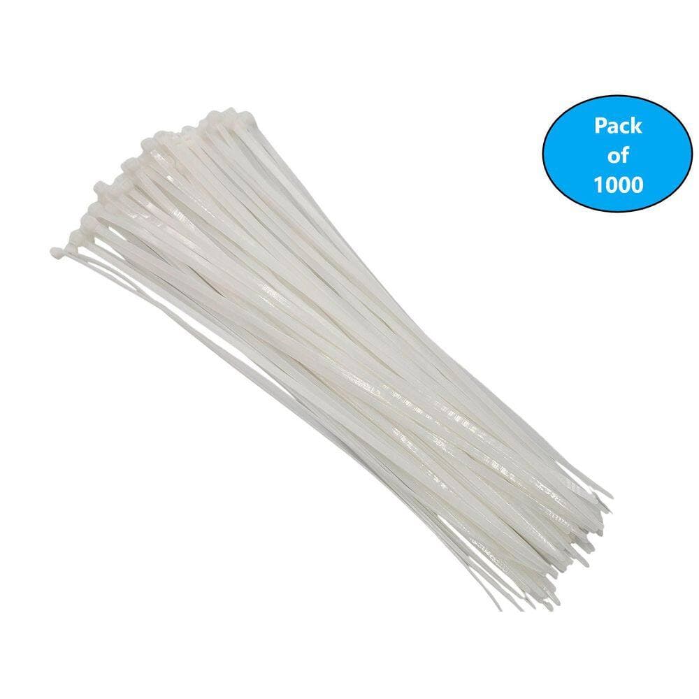 Micro Connectors, Inc 8 in. Cable Zip Tie 40 lbs. Multi-Purpose Self-Locking Clear (1000-Pack) (2)