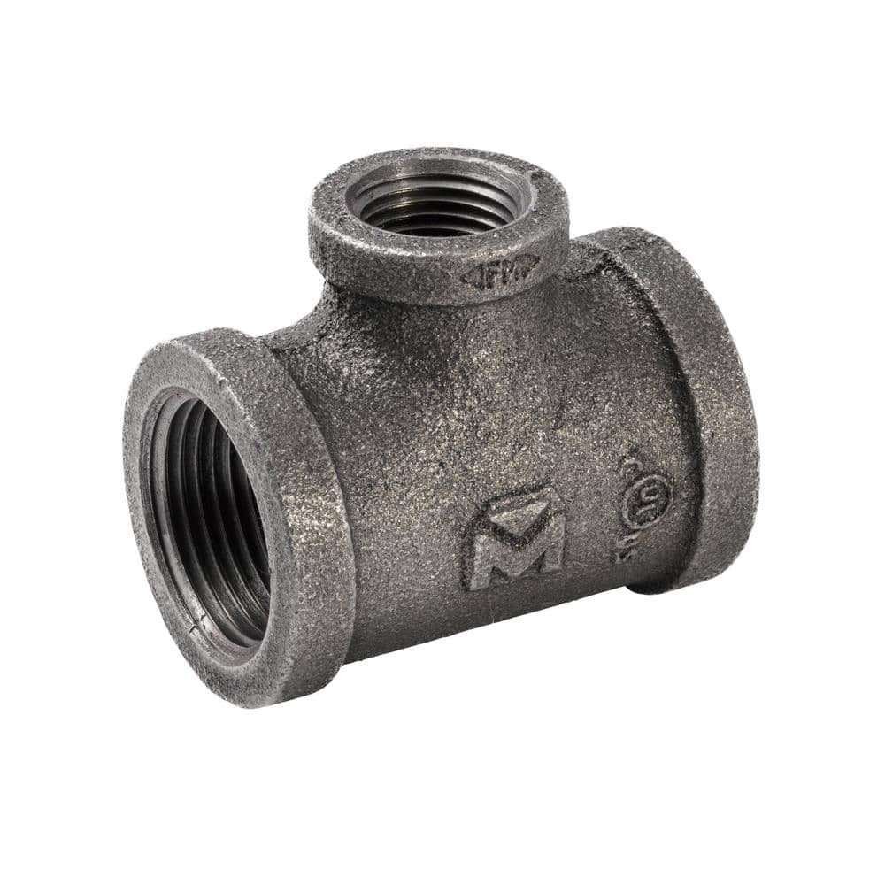Southland 1 in. x 1 in. x 1/2 in. Black Malleable Iron FIP x FIP x FIP Reducing Tee Fitting (1)