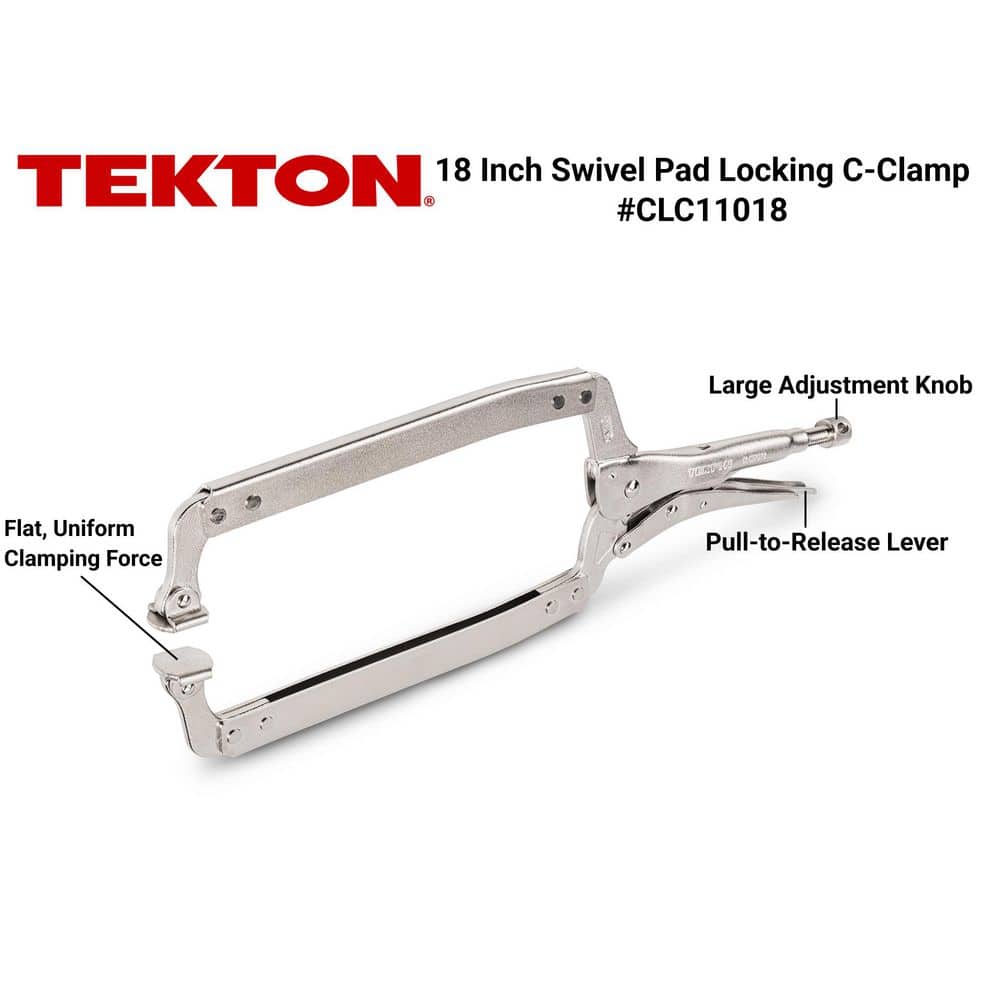 TEKTON 18 in. Swivel Pad Locking C-Clamp (2)