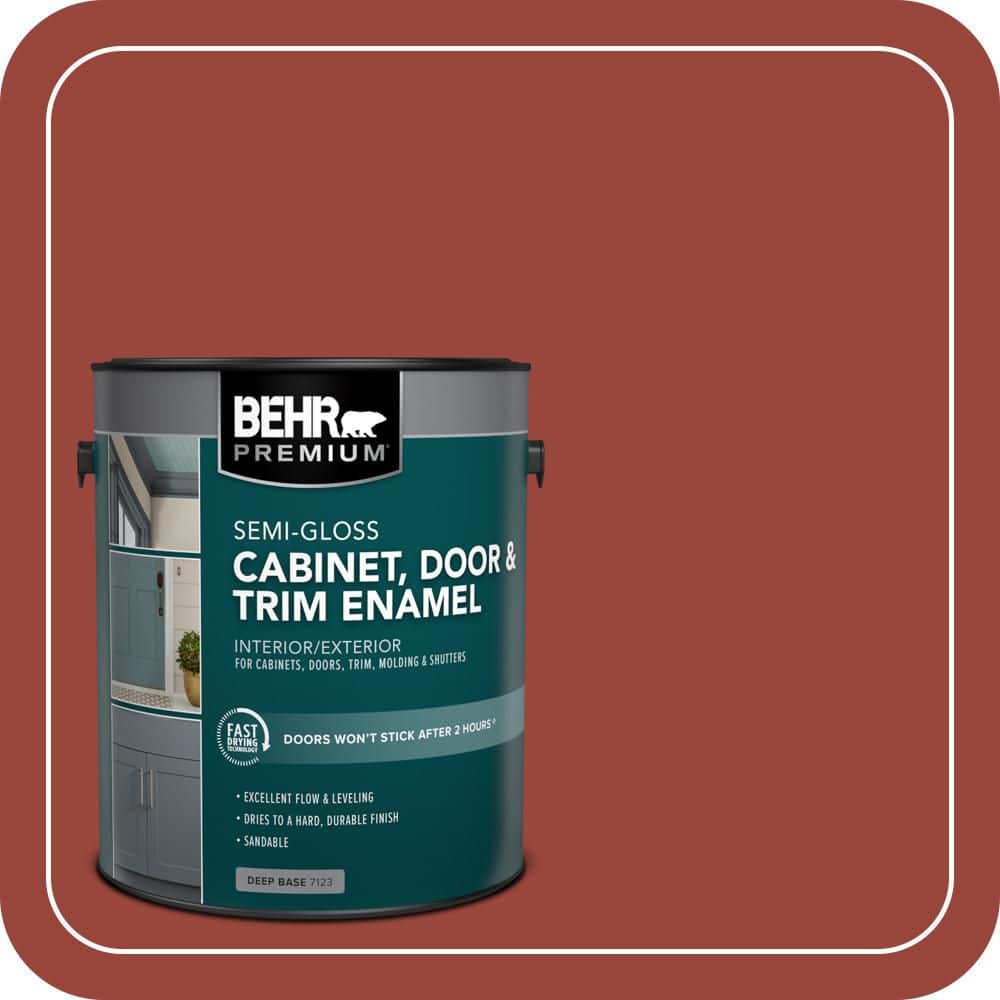 BEHR PREMIUM 1 gal. #S-H-190 Antique Red Semi-Gloss Enamel Interior/Exterior Cabinet, Door & Trim Paint