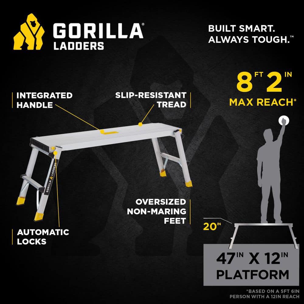 Gorilla Ladders 4 ft. x 12 in. x 20 in. Aluminum Slim-Fold Work Platform, 300 lbs. Load Capacity (3)
