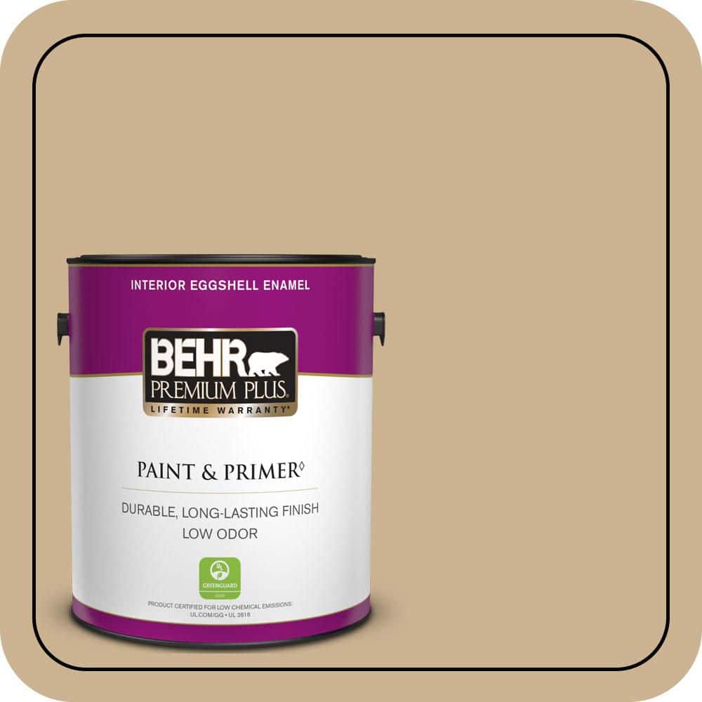 BEHR PREMIUM PLUS 1 gal. #PWL-84 Tropical Tan Eggshell Enamel Low Odor Interior Paint & Primer