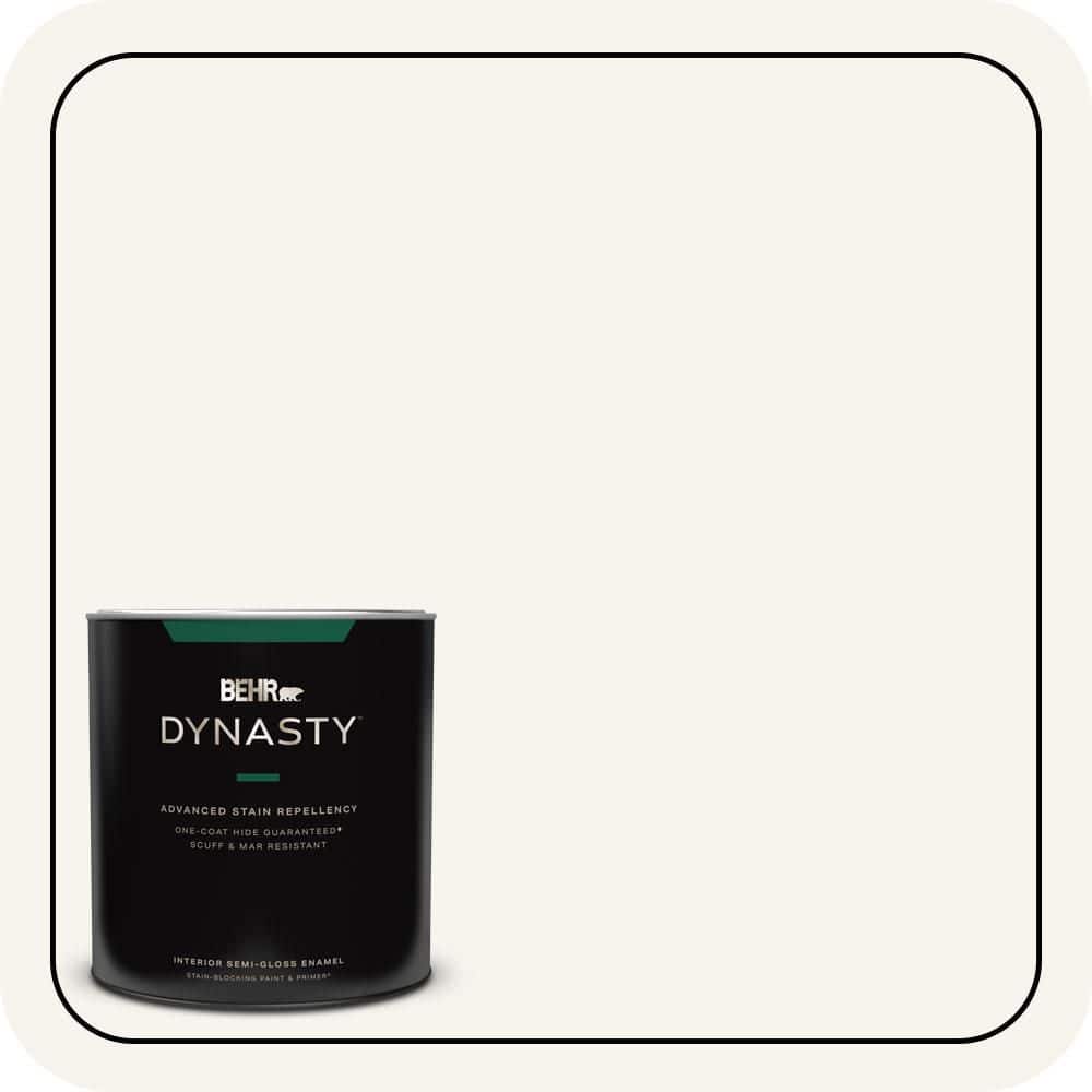 BEHR DYNASTY 1 qt. #PWN-10 Decorator White Semi-Gloss Enamel Interior Stain-Blocking Paint & Primer