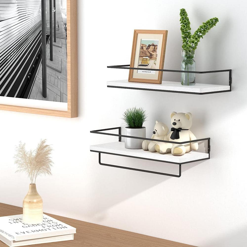 Dyiom 15.75 in. W x 2.28 in. H x 5.71 in. D Bathroom Shelves Over The Toilet Storage, Wall Mounted with Adjustable Shelves (3)