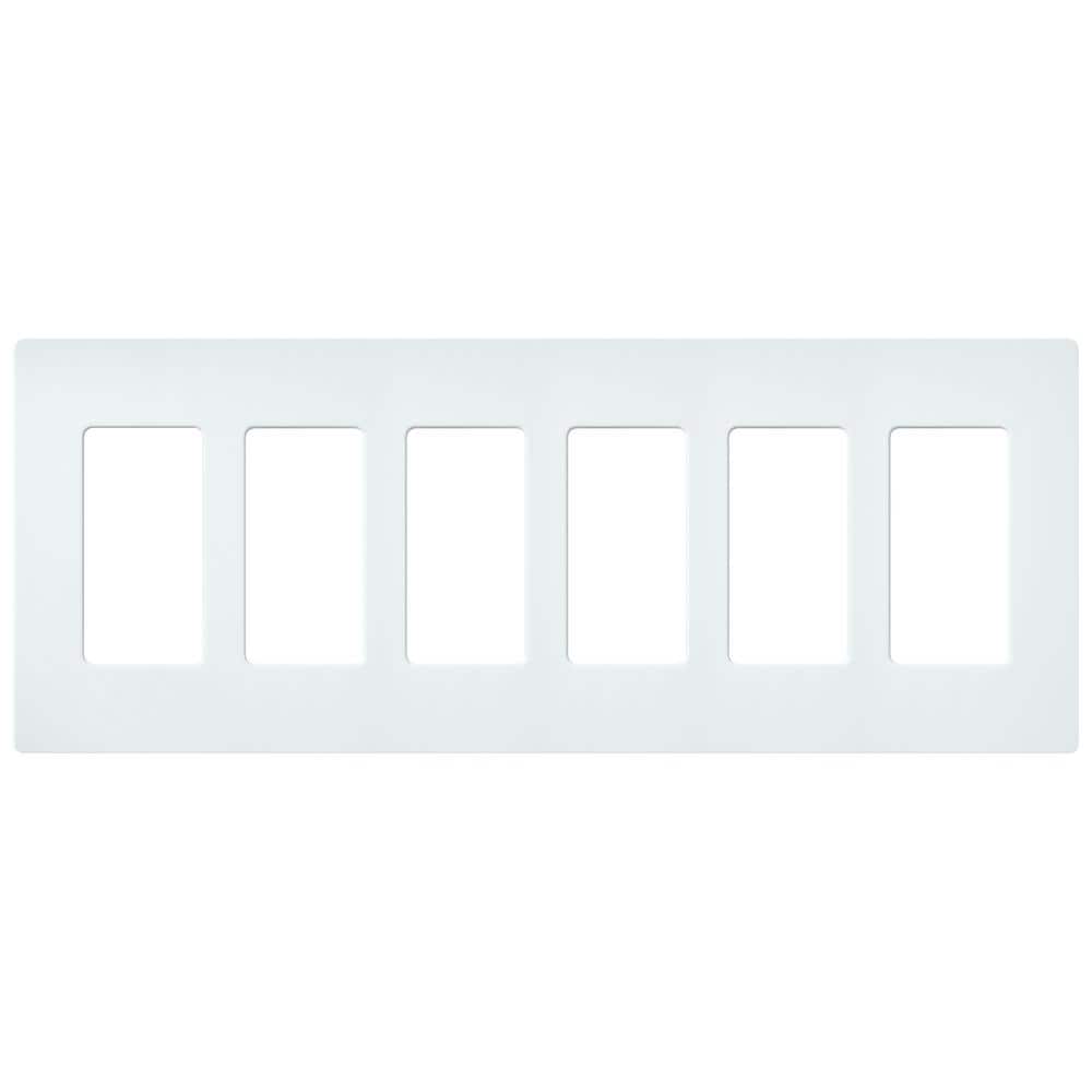 Lutron Claro 6 Gang Wall Plate for Decorator/Rocker Switches, Satin, Glacier White (SC-6-GL) (1-Pack)