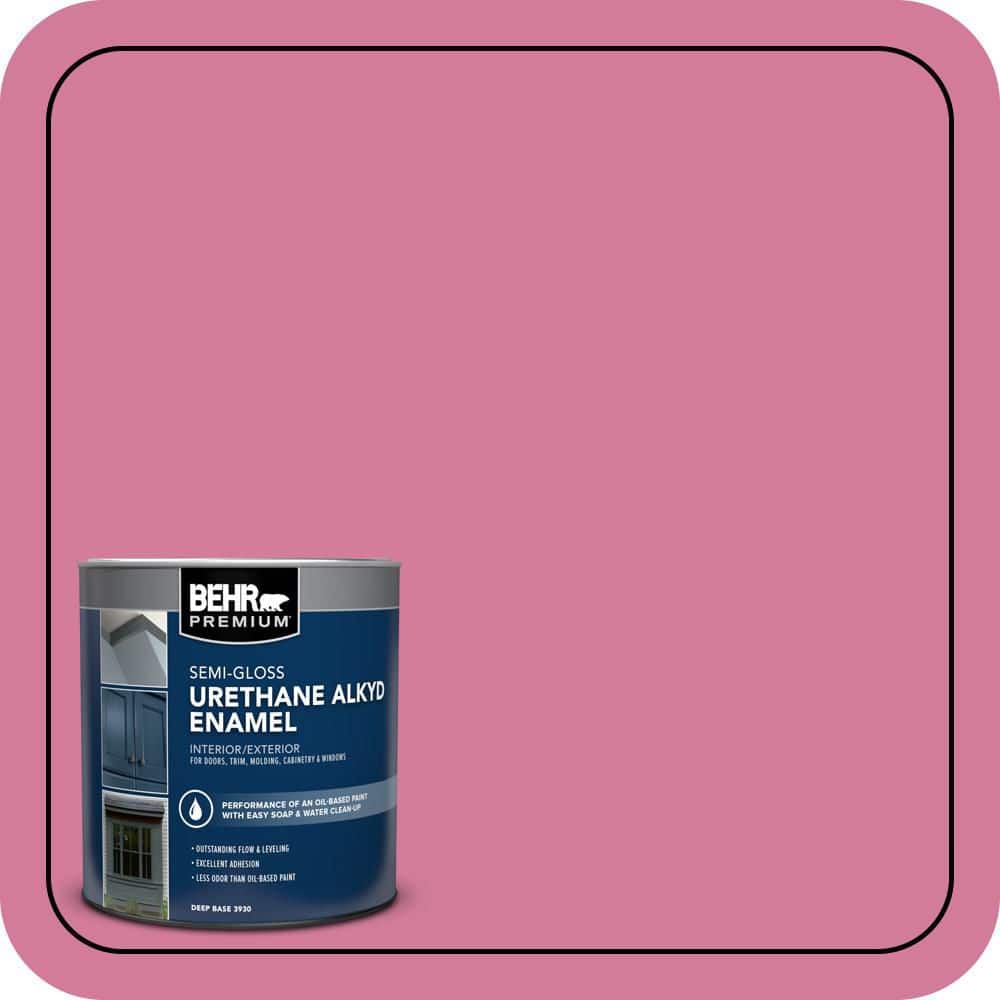 BEHR PREMIUM 1 qt. #P130-5 Little Bow Pink Semi-Gloss Enamel Urethane Alkyd Interior/Exterior Paint (1)