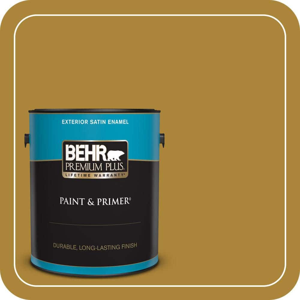 BEHR PREMIUM PLUS 1 gal. #S-H-370 Garden Sprout Satin Enamel Exterior Paint & Primer