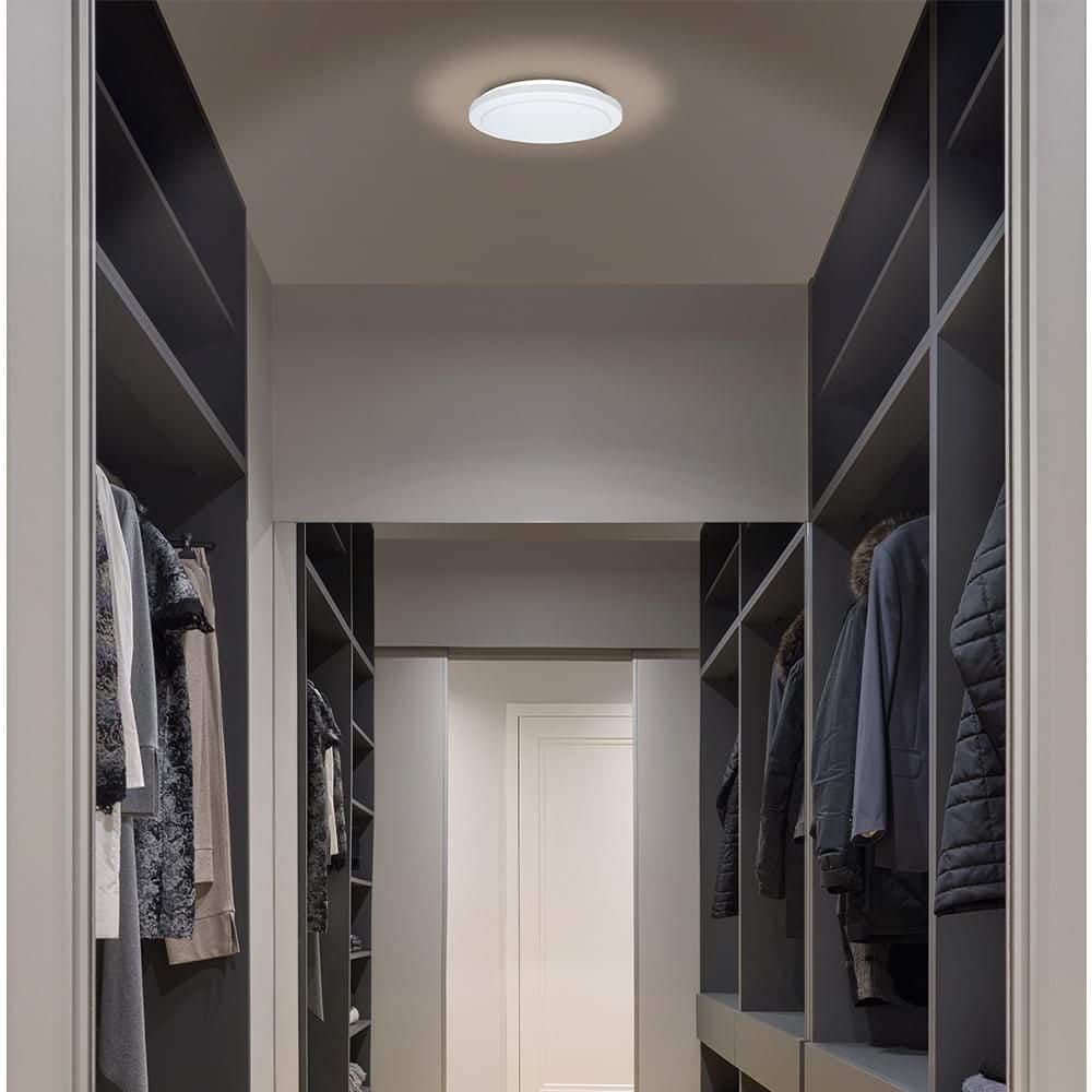 Commercial Electric 12 in. Low Profile LED Flush Mount Round Closet Light Fixture 1100 Lumens 3000K 4000K 5000K Dimmable Hallway Stairwell (3)