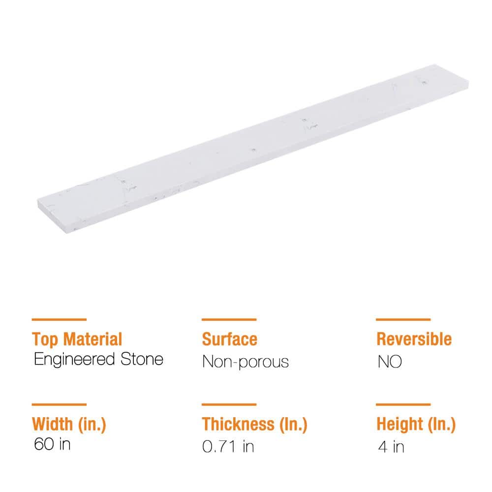 PROOX 60 in. W Engineered Stone Backsplash in White (3)