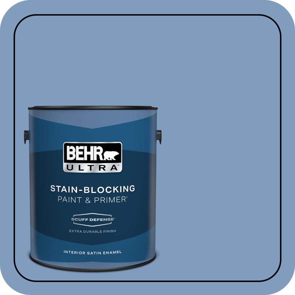 BEHR ULTRA 1 gal. #M530-4 Washed Denim Extra Durable Satin Enamel Interior Paint & Primer