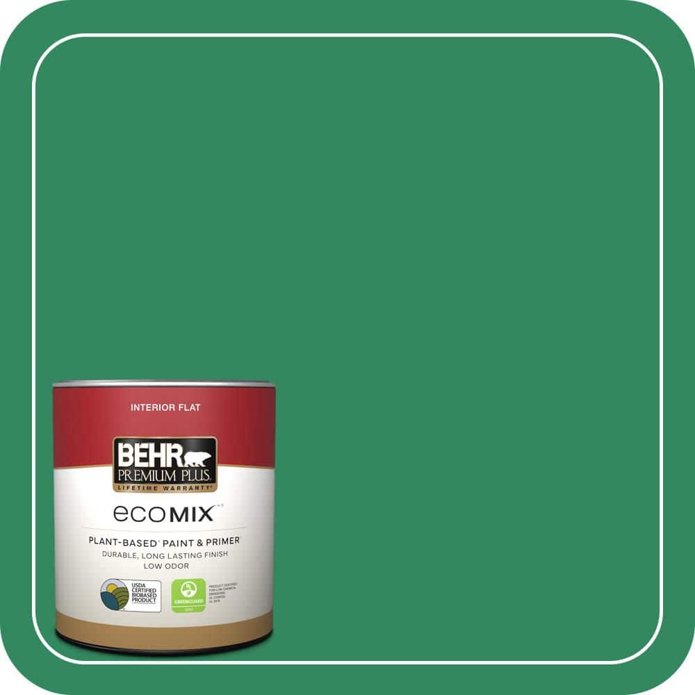 BEHR PREMIUM PLUS 1 qt. #P420-6 Exquisite Emerald Flat EcoMix Plant-Based Interior Paint & Primer (1)