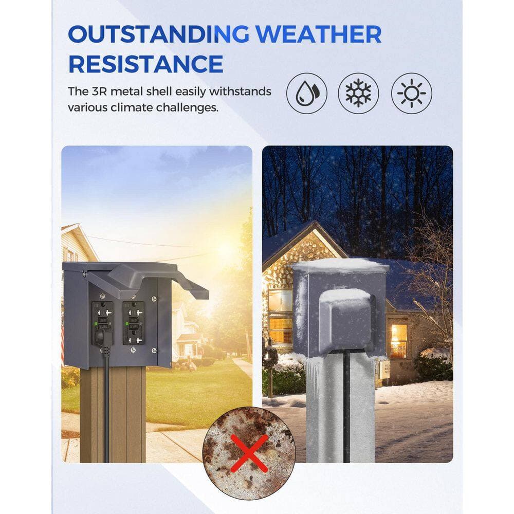 Helhom Outdoor Outlet Box, Waterproof 2 Gang Electrical Box, Enclosure Outdoor Receptacle Box with Cover for Exterior Use (3)