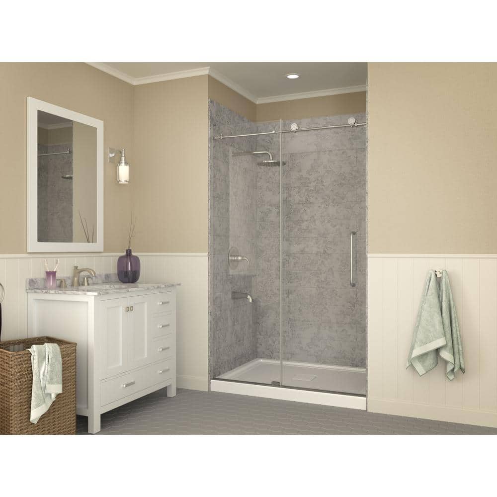 ANZZI Fissure Base Series 48 in. L x 36 in. W Alcove Shower Shower Pan Base with Center Drain in Glossy White Marine Acrylic (2)