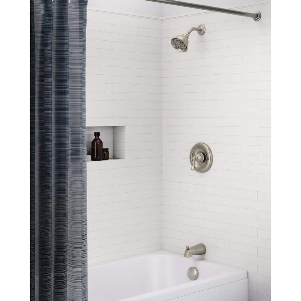 MOEN Banbury Single Handle 1-Spray Tub and Shower Faucet 1.75 GPM in Spot Resist Brushed Nickel (Valve Included) (3)