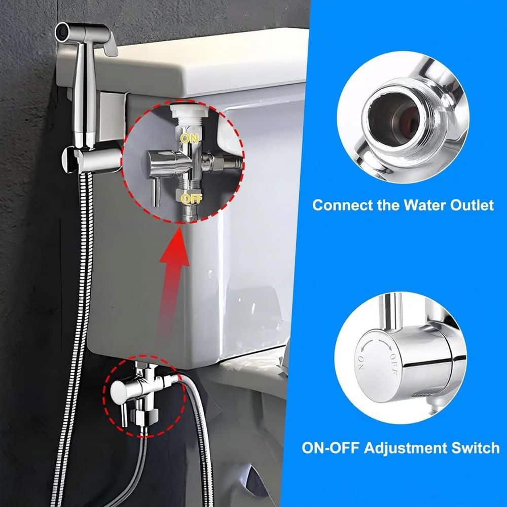 Anqtovp Bidet T Adapter Attachment with Shut-Off Valve, Brass 3-Way T-Valve for Toilet Water Pressure Control (2)