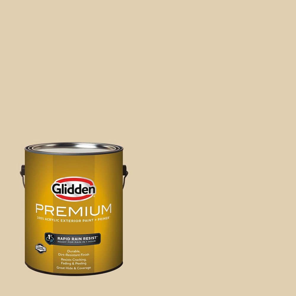 Glidden Premium 1 gal. PPG1086-3 Almond Cream Flat Exterior Latex Paint