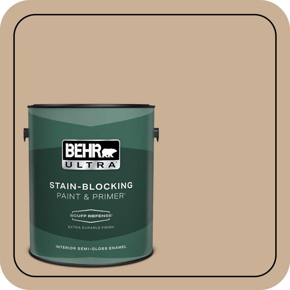BEHR ULTRA 1 gal. #N260-3 Polo Tan Extra Durable Semi-Gloss Enamel Interior Paint & Primer