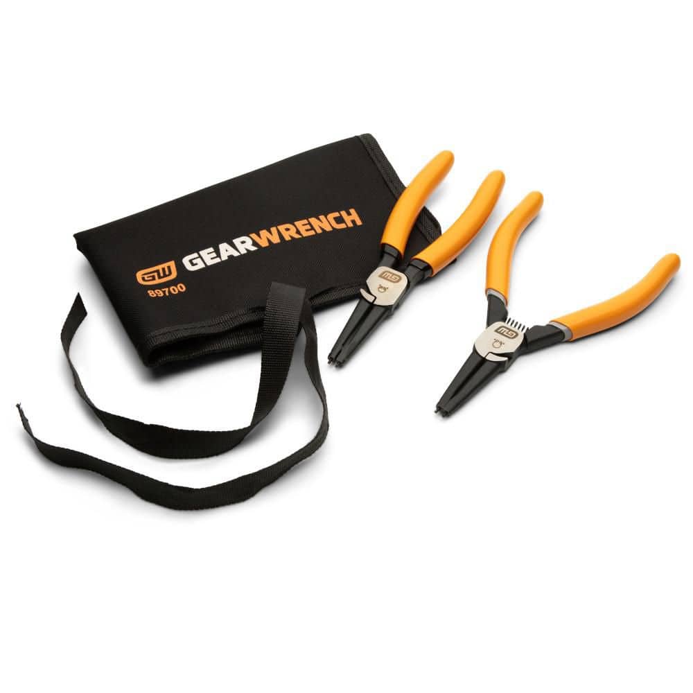 GEARWRENCH Fixed Tip Internal/External Snap Ring Pliers Set with Tool Roll (2-Piece) (1)