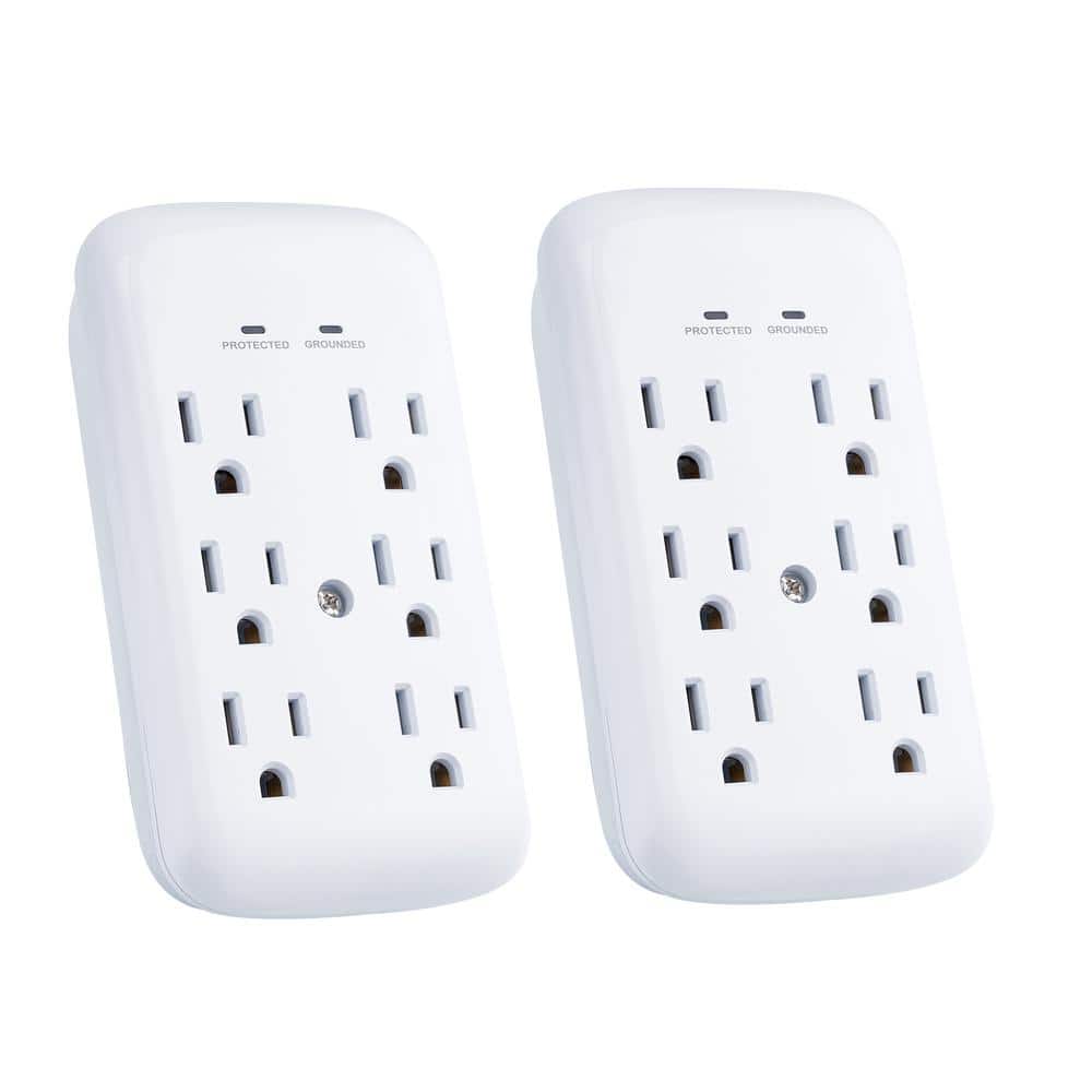 Commercial Electric 6-Outlet Wall Mounted Surge Protector, White (2-Pack) (1)