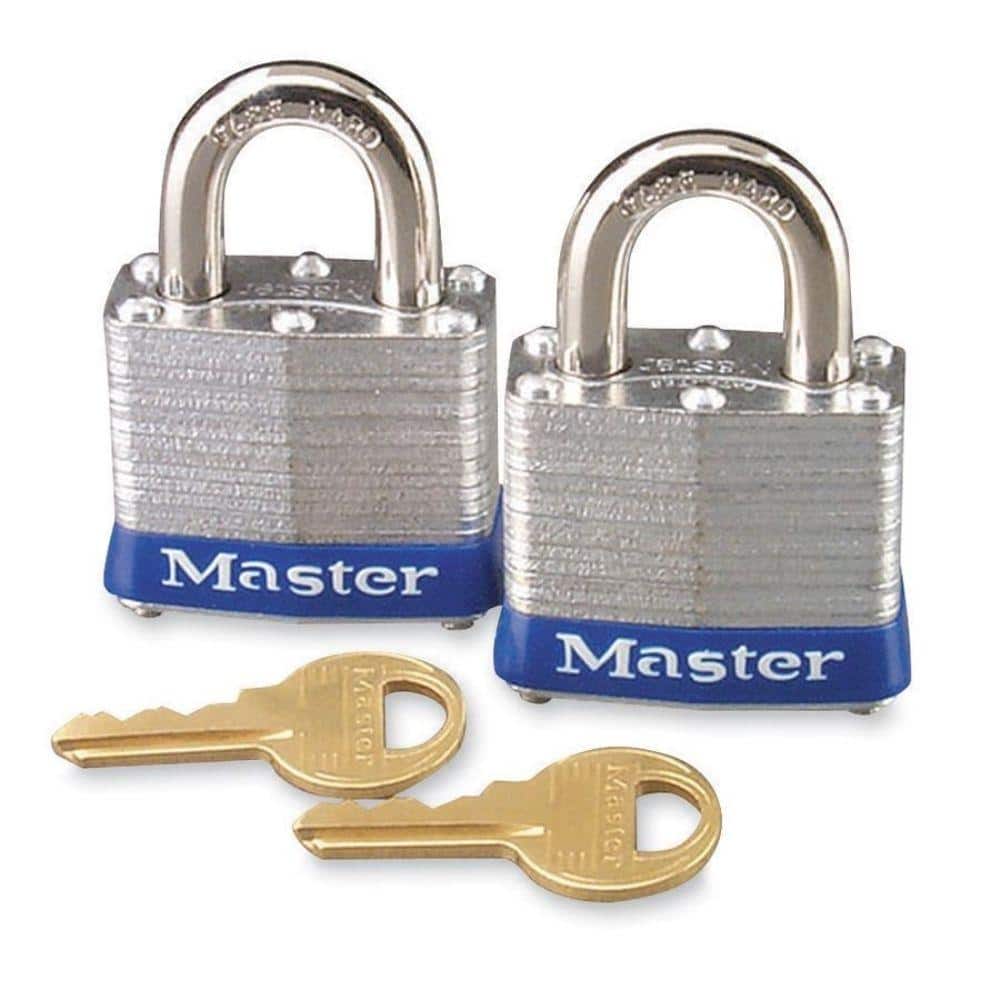 Master Lock Outdoor Padlock with Key, 1-9/16 in. Wide, 2 Pack