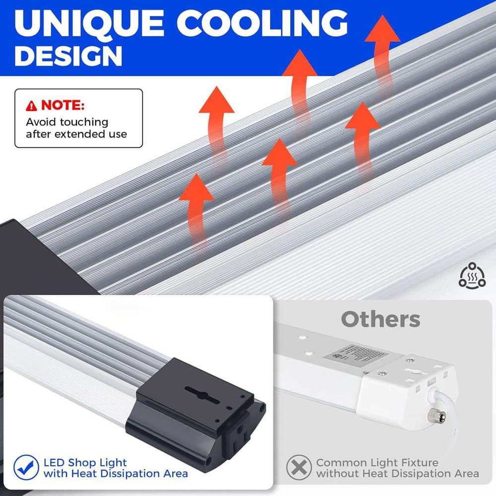 Unbranded 84W 10000 Lumen LED Shop Work Light Plug-In Hanging or Flush Mount 5000K Daylight 4 ft. , 1 Pack (2)