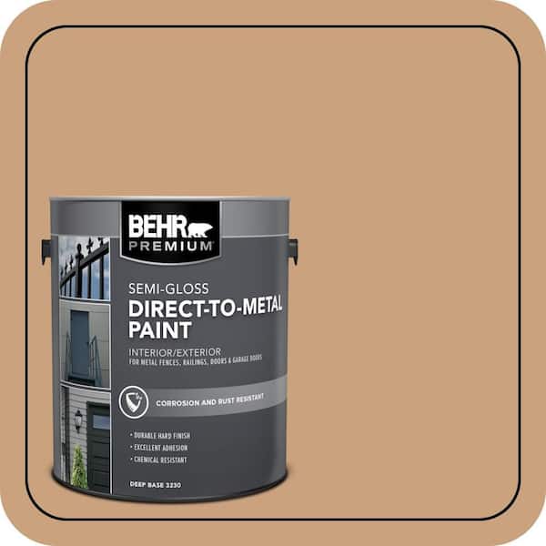 BEHR PREMIUM 1 gal. #270F-4 Peanut Butter Semi-Gloss Direct to Metal Interior/Exterior Paint (2)