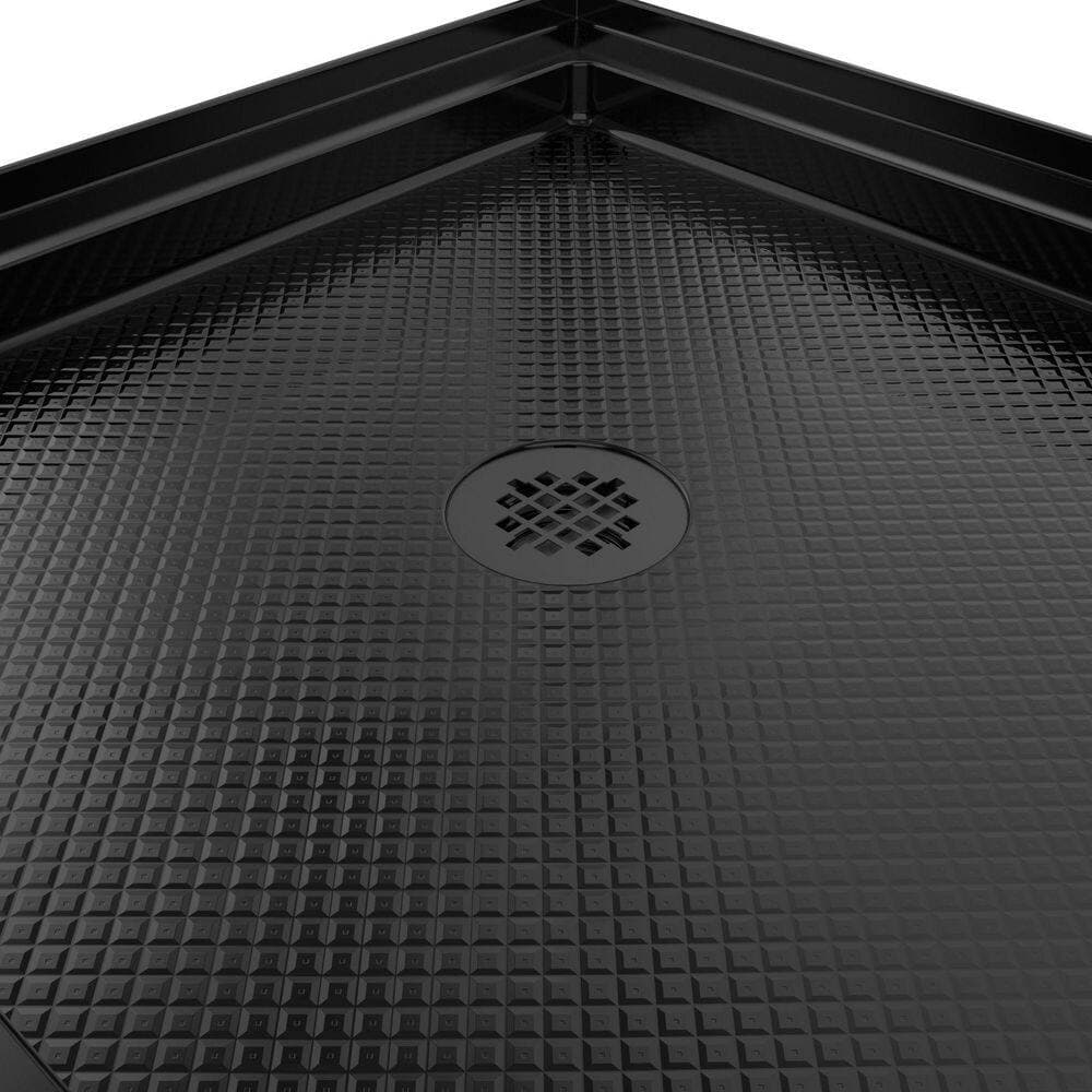 DreamLine SlimLine 36 in. L x 36 in. W Alcove Square Black Shower Pan Base with 2 in. Round Center Drain in Matte Black (3)