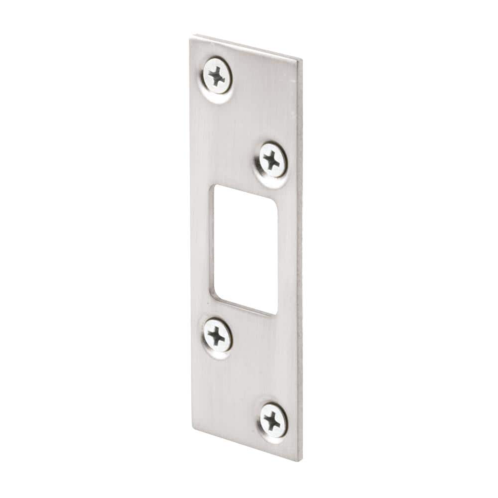 Prime-Line 1-1/4 in. Sating Nickel Plated Stamped Steel Constructed Deadbolt Strike (1)