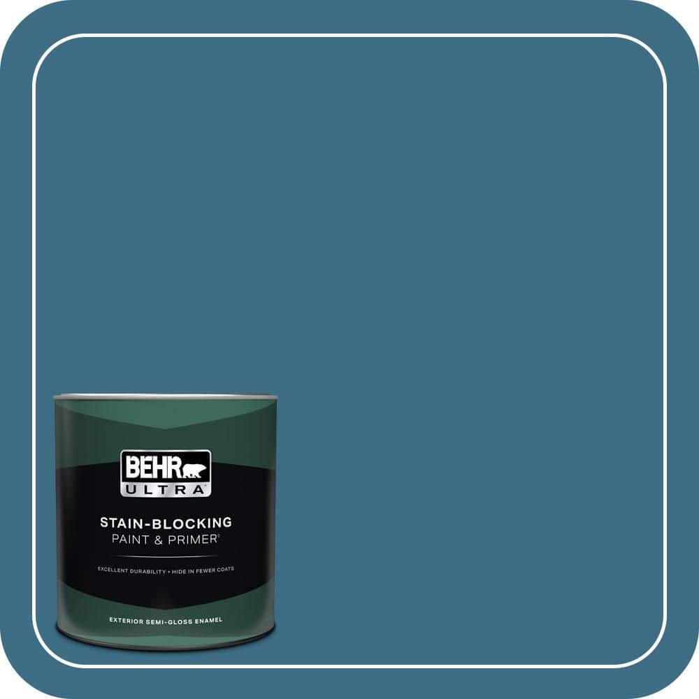 BEHR ULTRA 1 qt. #S490-6 Bering Wave Semi-Gloss Enamel Exterior Paint & Primer