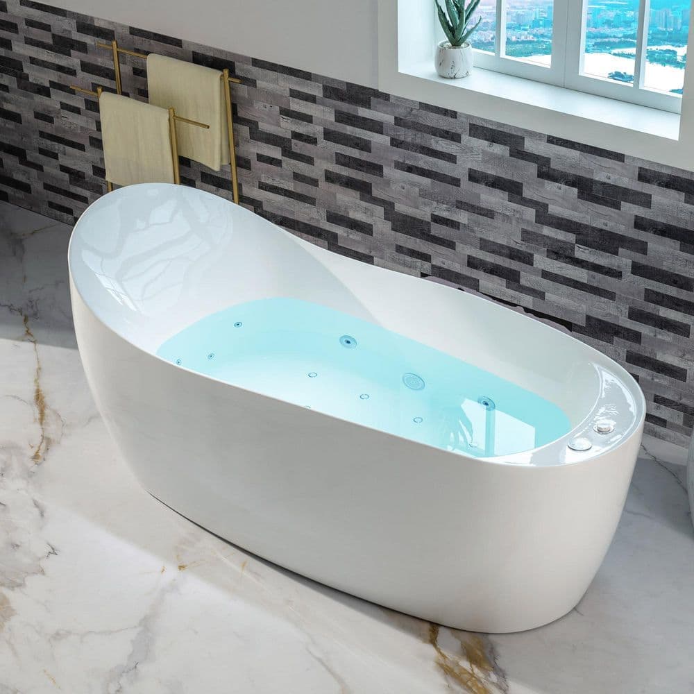 WOODBRIDGE 71 in. x 31 in. Acrylic Whirlpool and Air with Inline Heater Combination Bathtub with Reversible Drain in White (2)