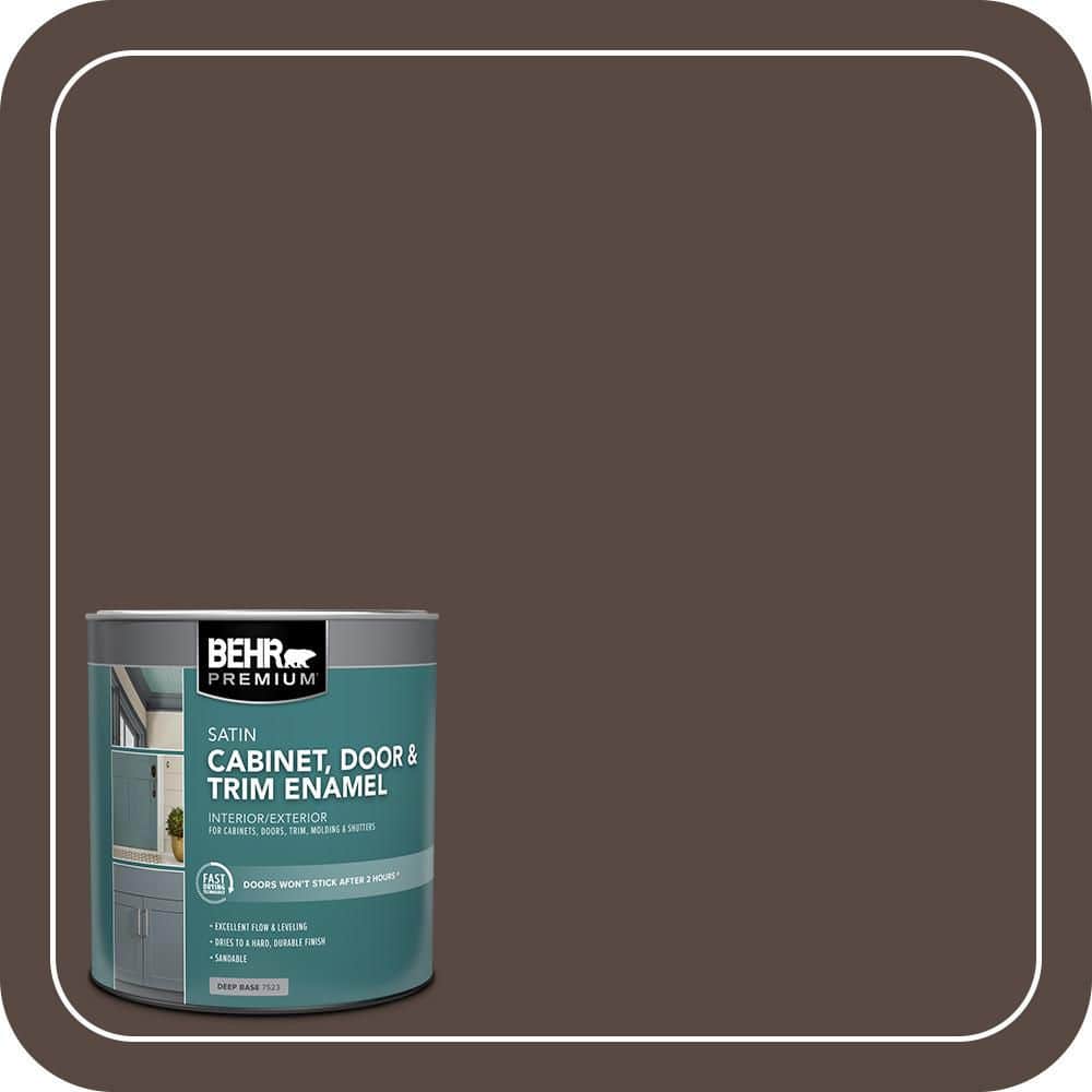BEHR PREMIUM 1 qt. #780B-7 Bison Brown Satin Enamel Interior/Exterior Cabinet, Door & Trim Paint (1)