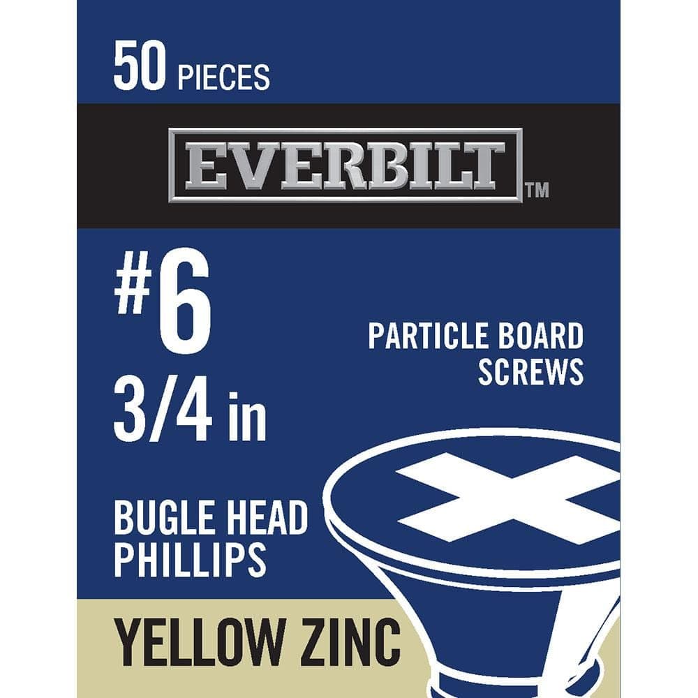 Everbilt #6 x 3/4 in. Coarse Zinc-Plated Phillips Bugle-Head Wood Screw (50 per Pack) (1)