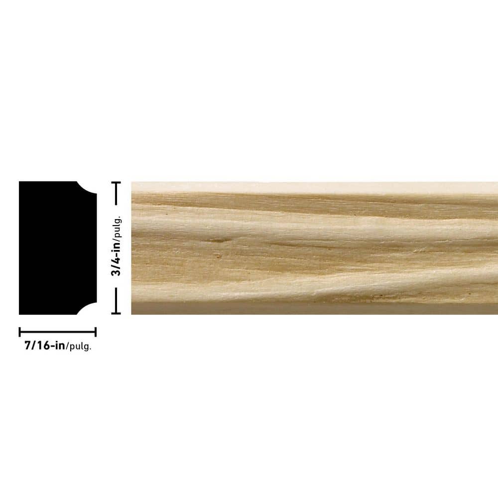 Ornamental Mouldings 7/16 in. x 3/4 in. x 96 in. Hardwood White Unfinished Wave Trim Moulding (3)