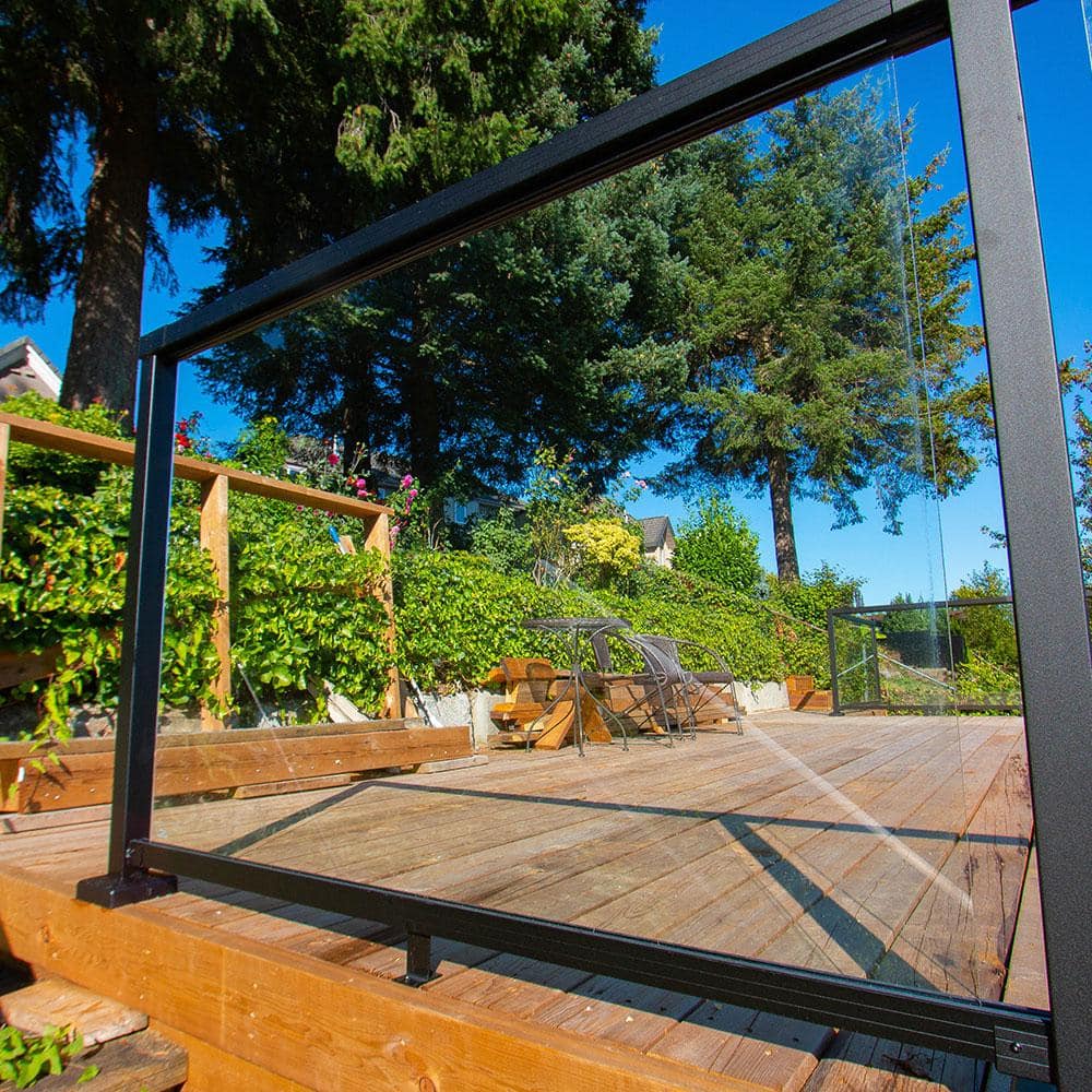 PEAK Aluminum Railing 36-5/16 in. H x 60 in. W Aluminum Deck Railing Clear Tempered Glass Panel for 42 in. High System
