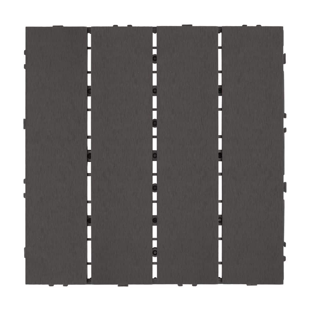 CREATIVE SURFACES 1 ft. x 1 ft. Brushed Composite Deck Tile in Eclipse (12 Per Case) (1)