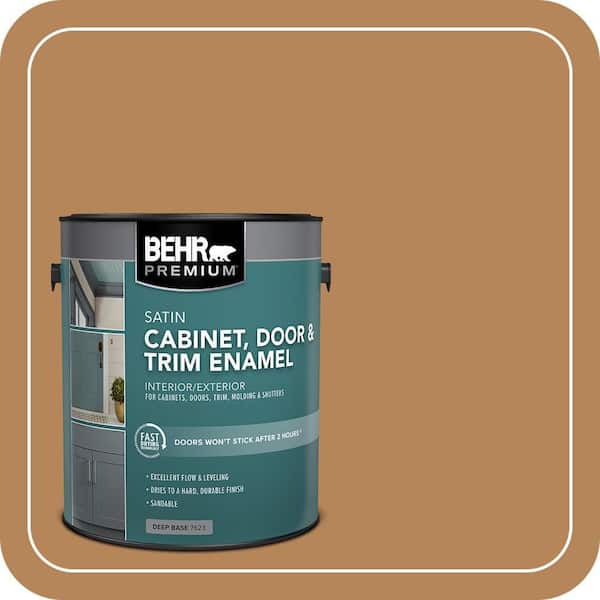 BEHR PREMIUM 1 gal. #S270-6 Almond Brittle Satin Enamel Interior/Exterior Cabinet, Door & Trim Paint (2)