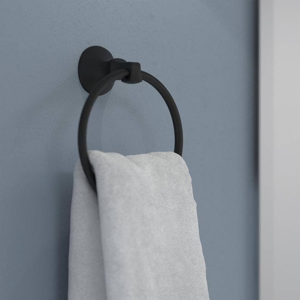 Delta Ashlyn Wall Mount Round Closed Towel Ring Bath Hardware Accessory in Matte Black (2)