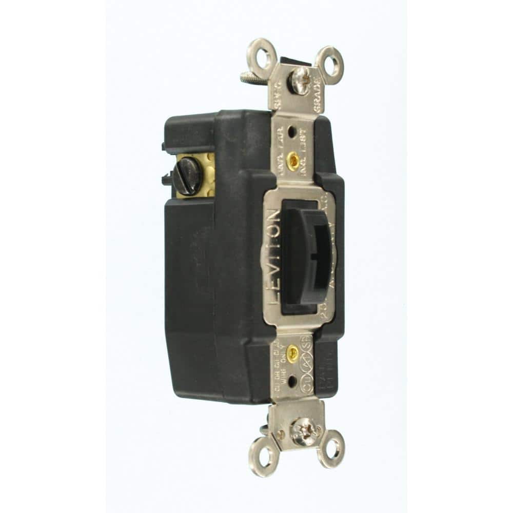 Leviton 20 Amp Industrial Grade Heavy Duty Single-Pole Double-Throw Center-Off Momentary Contact Locking Switch, Brown 1257-L (2)