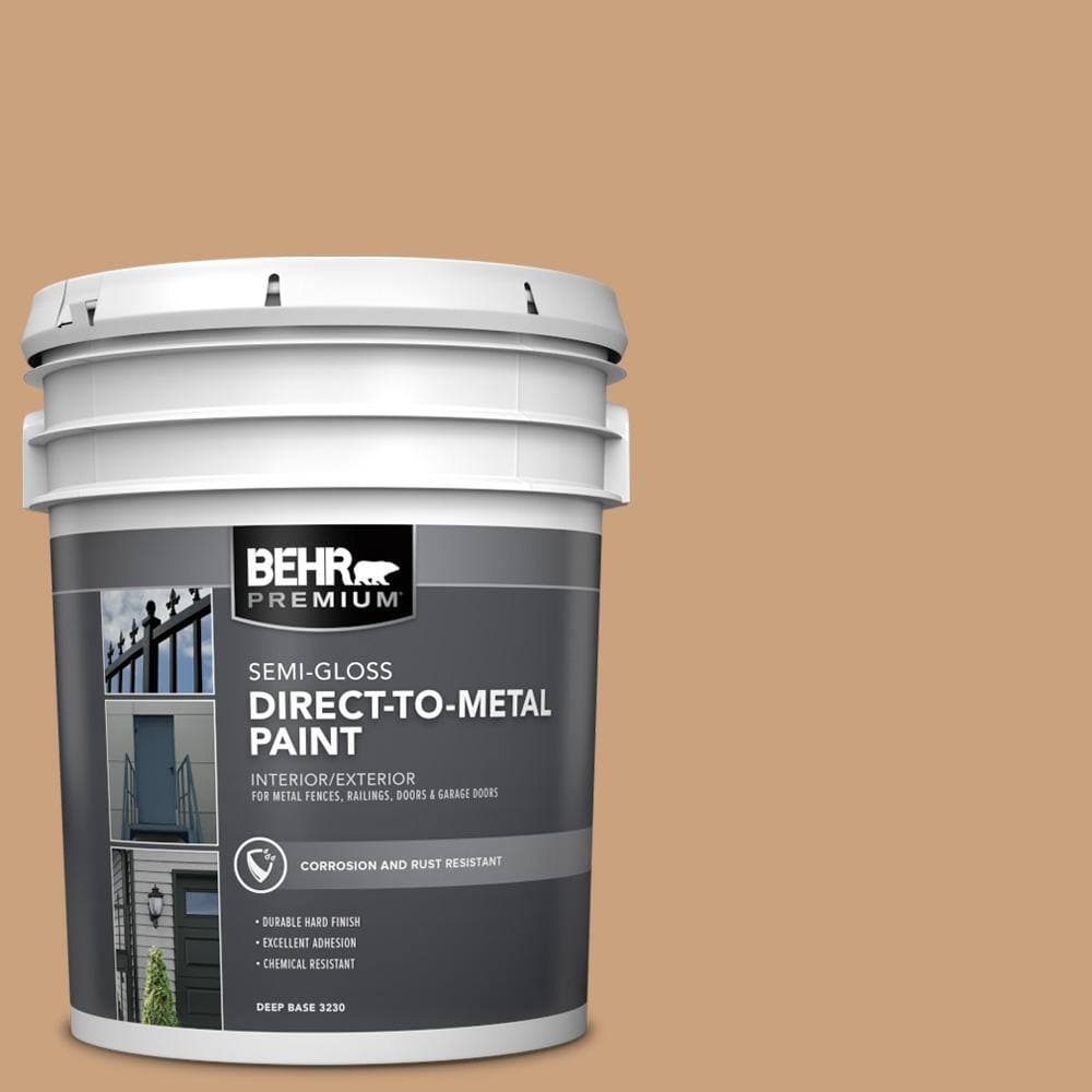 BEHR PREMIUM 5 gal. #270F-4 Peanut Butter Semi-Gloss Direct to Metal Interior/Exterior Paint (1)