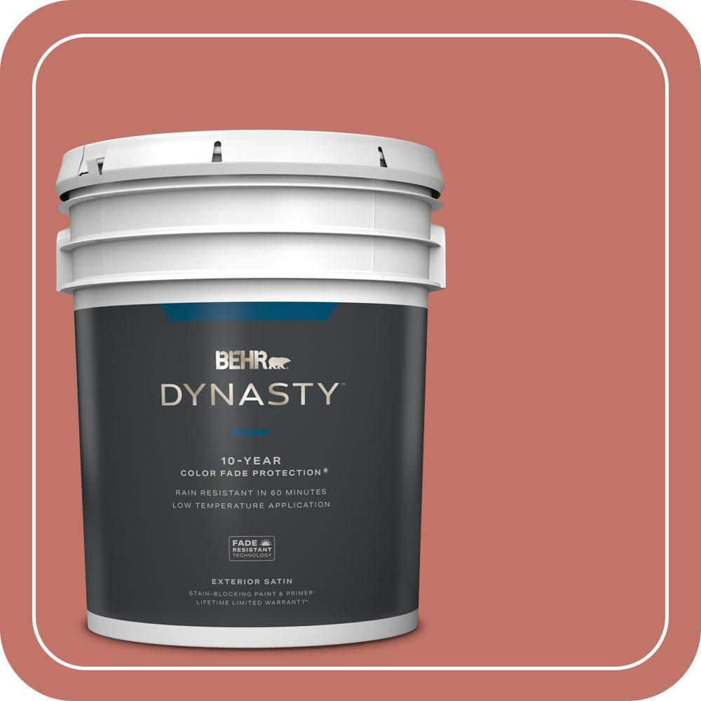 BEHR DYNASTY 5 gal. #PPU1-05A Red Coral Satin Enamel Exterior Stain-Blocking Paint & Primer