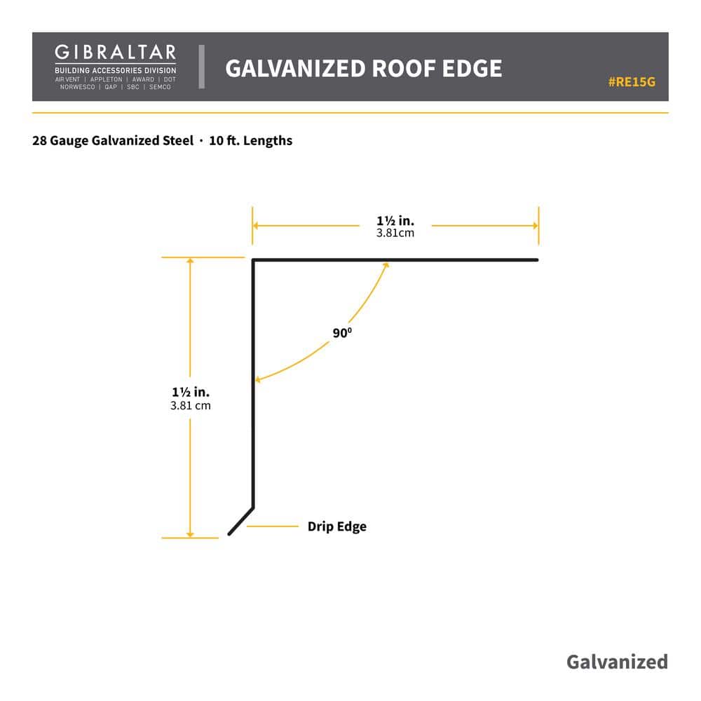 Gibraltar Building Products 1-1/2 in. x 1-1/2 in. x 10 ft. Galvanized Steel Drip Edge Flashing (3)