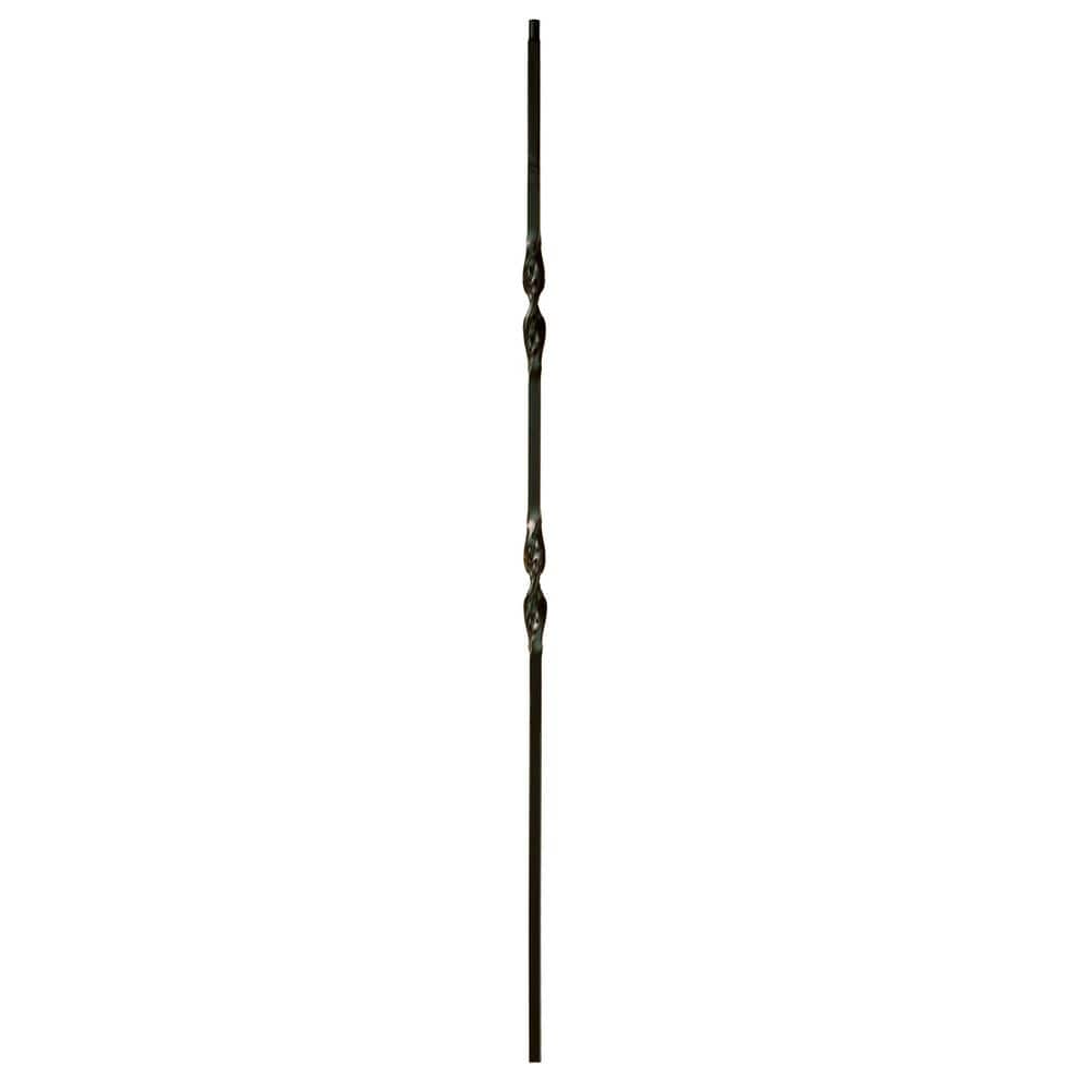WM Coffman 44 in. x 1/2 in. Satin Black Double Ribbon Hollow Iron Baluster
