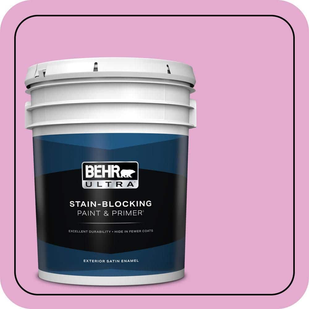 BEHR ULTRA 5 gal. #680A-3 Pink Bliss Satin Enamel Exterior Paint & Primer