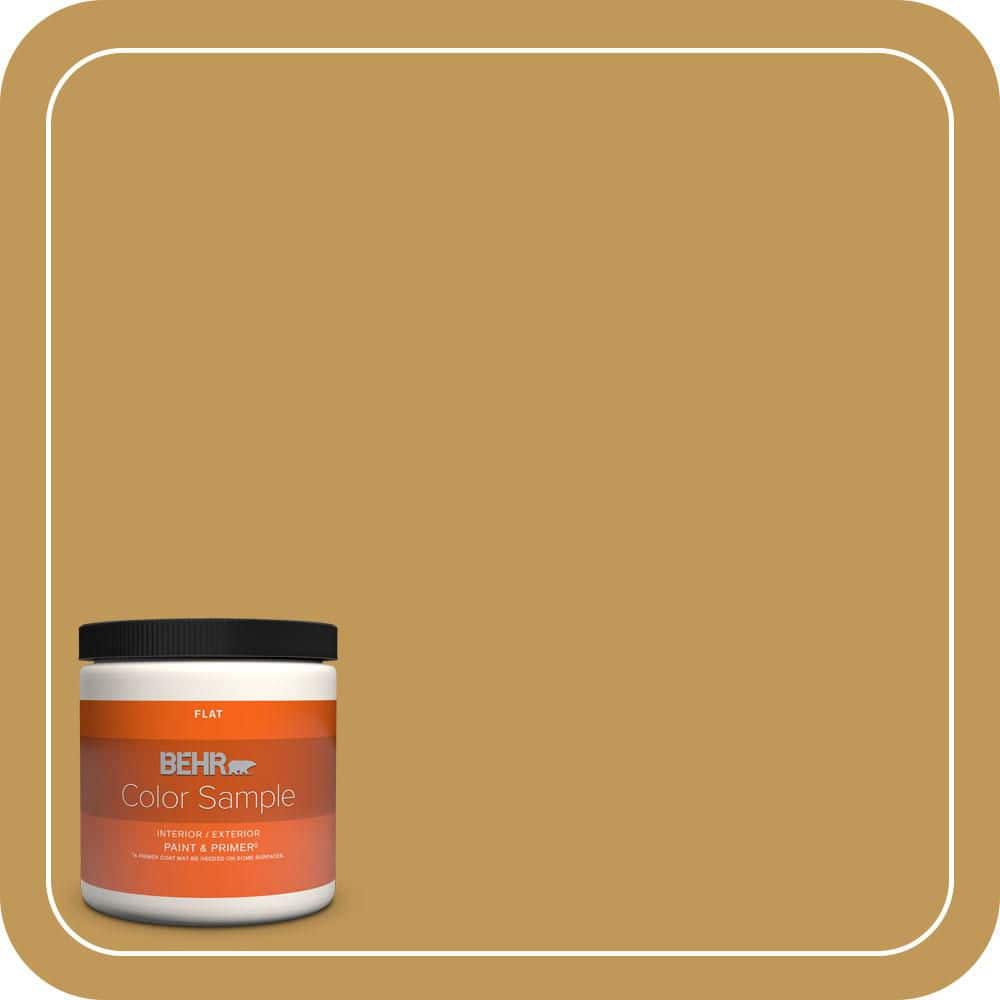 BEHR PREMIUM PLUS #330D-6 Townhouse Tan Flat Interior/Exterior Paint & Primer Color Sample (1)