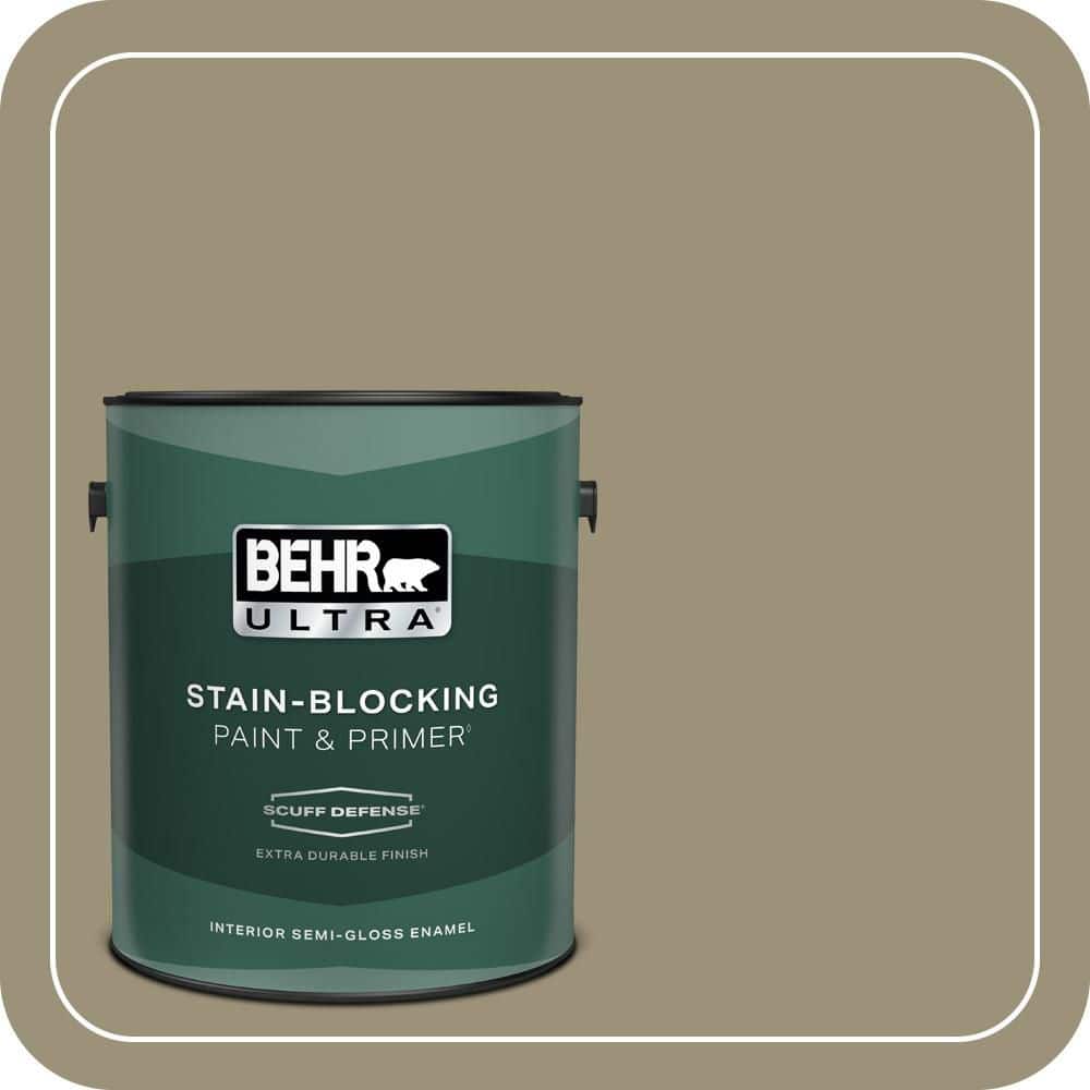 BEHR ULTRA 1 gal. #N340-5 Grassy Savannah Extra Durable Semi-Gloss Enamel Interior Paint & Primer