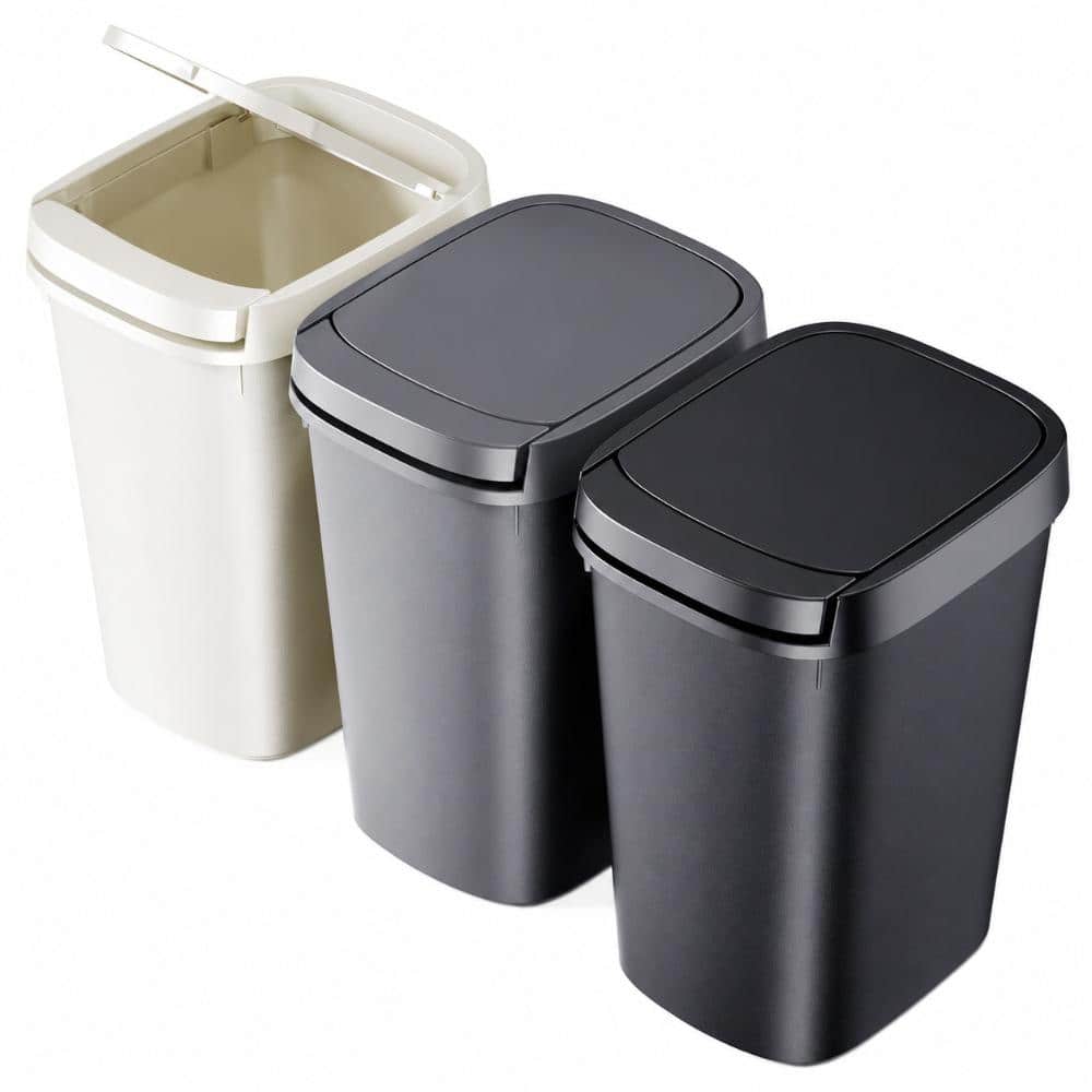 Unbranded 3-Pack 2.6 Gallon Slim Press-Top Bathroom Trash Can with Pop-Up ABS Lid and Bag Anchor in Multicolor