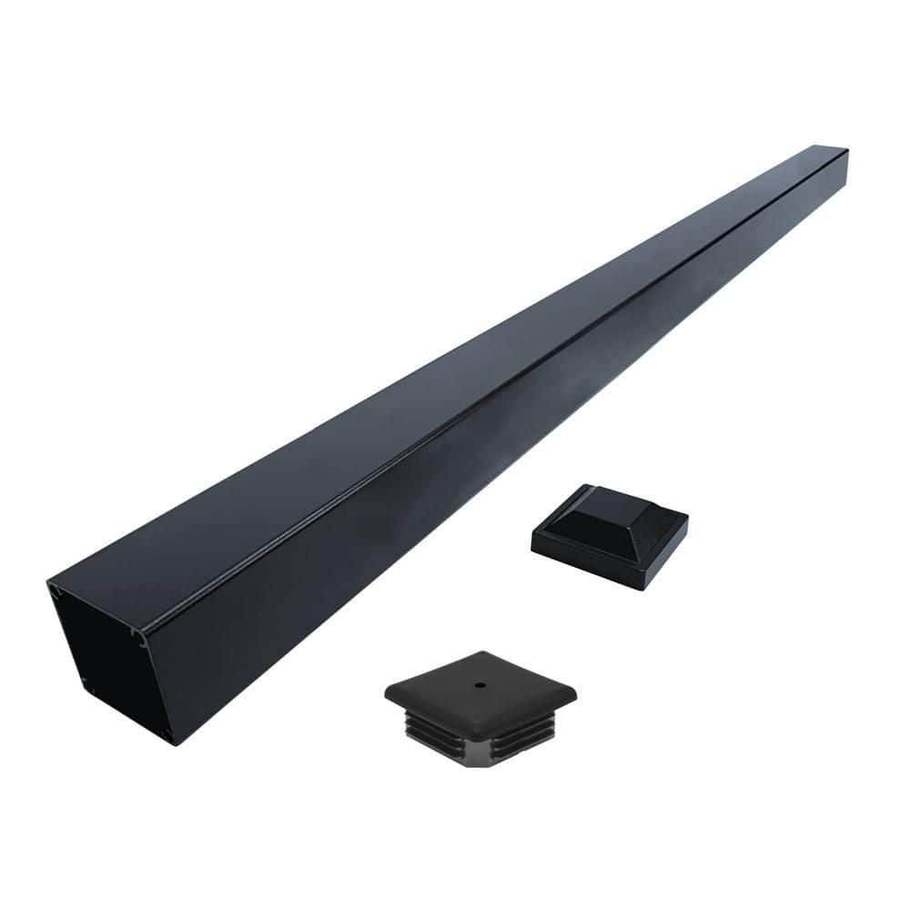 Aria Railing 52 in. x 3 in. Black Aluminum Fascia Post Kit (1)