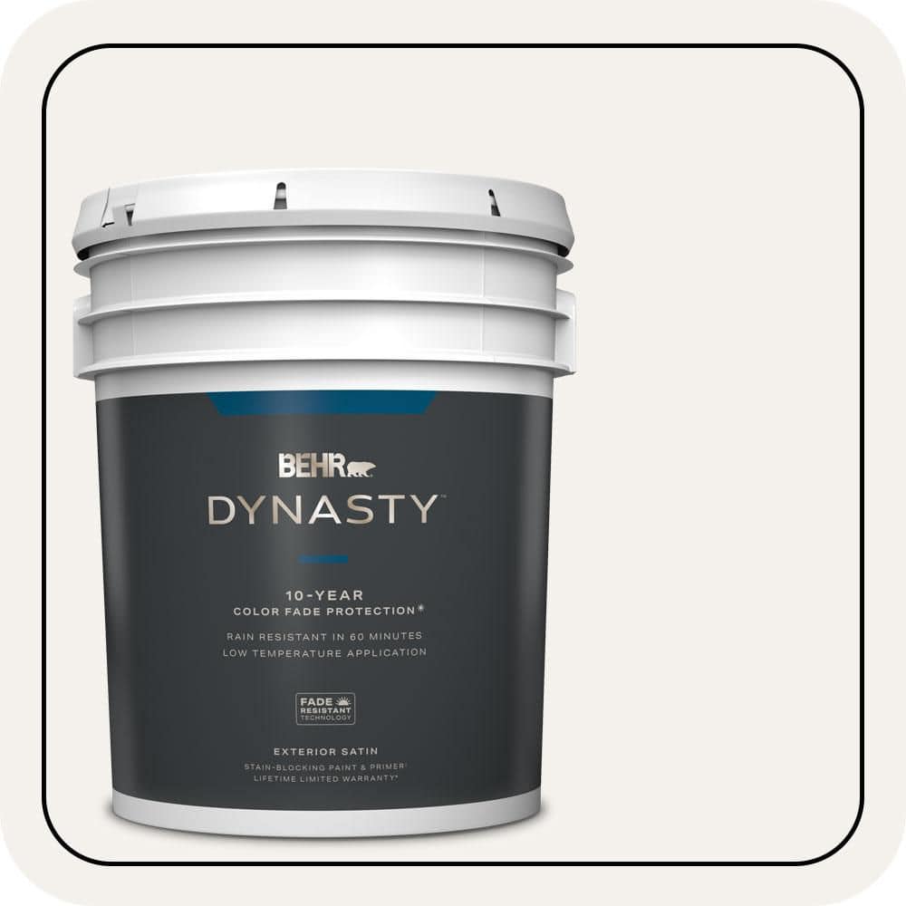 BEHR DYNASTY 5 gal. #W-B-600 Luster White Satin Enamel Exterior Stain-Blocking Paint & Primer