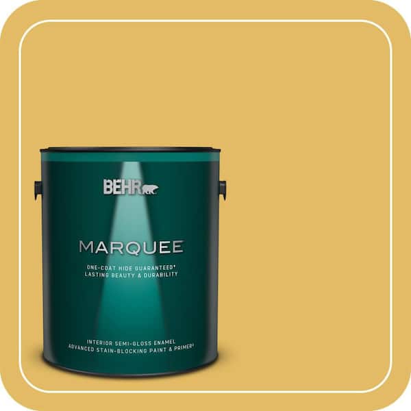 BEHR MARQUEE 1 gal. #MQ4-12 Dandelion Wish One-Coat Hide Semi-Gloss Enamel Interior Paint & Primer (2)
